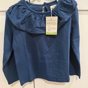 Charming Blue Ruffle Long Sleeve Tee for Kids